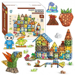 BK2 KLOCKI MAGNETYCZNE DIAMENTOWE         DINOZAURY 90 EL