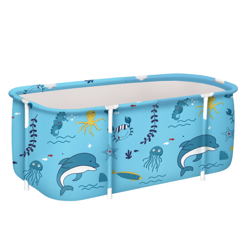 Aga Tragbare Badewanne, faltbare Badewanne für Erwachsene, drinnen und draußen, heißes Spa, Eisbad, 120 x 60 x 50 cm, Hellblau