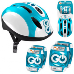 Regulowany zestaw ochronny dla dzieci Kask + ochraniacze NIEBIESKI SP0857 uniwersalny