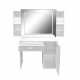 Aga Schminktisch mit Spiegel und LED-Beleuchtung + Hocker Mattweiß