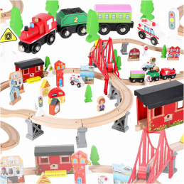 Aga Holzschienenbahn + 70 Zubehörteile Aga Holzschienenbahn + 70 Zubehörteile
