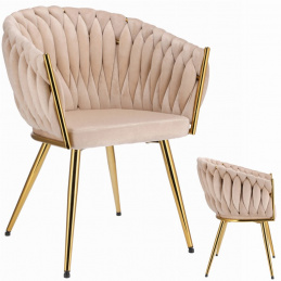 Krzesło MOLTO beżowe tapicerowane złote nogi