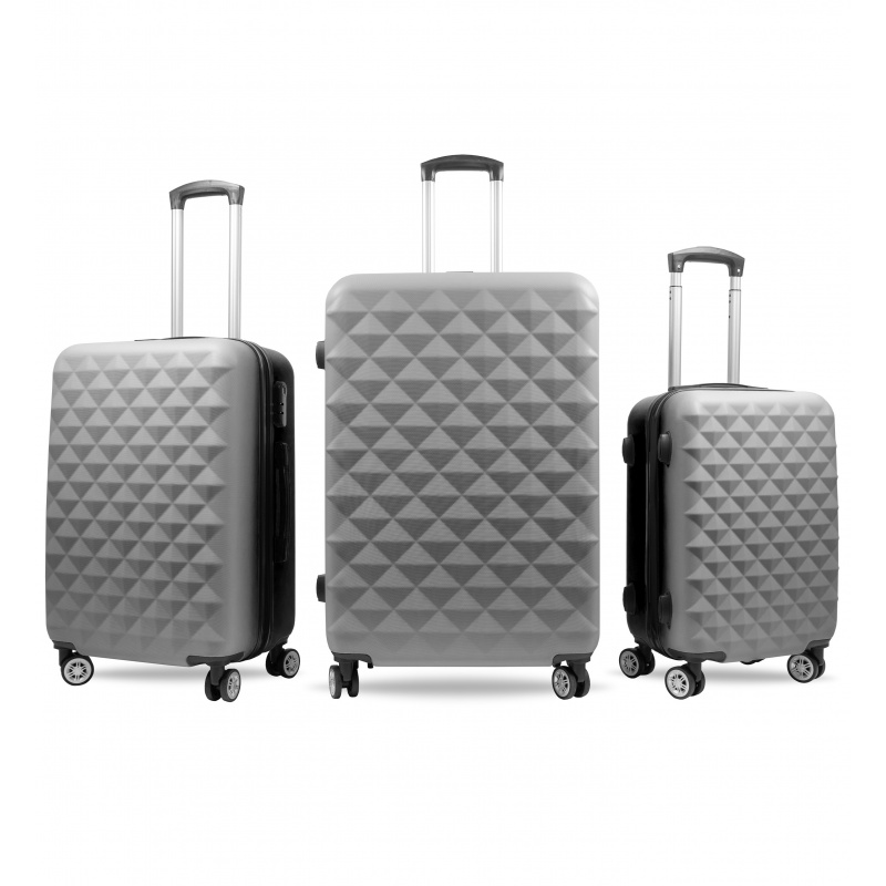 Aga Travel Kofferset, Reisekofferset MR4655 Grau , Hartschalenkoffer, Doppeltragegriff mit Zahlenschloss, Trolley Reisekoffer 3tgl 4 Rollen Reisekoffer