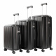 Aga Travel Kofferset 3-teilig MR4668 – ABS+PC Hartschalenkoffer, Doppelrädern, Teleskopgriff, leicht, robust, TSA-Schloss, 360° Rollen, Trolley, Handgepäck 33/63/93L, Schwarz