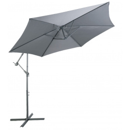 Linder Exclusiv Garten-Sonnenschirm, Ampelschirm MC2010  Ø 300 cm mit Kurbel zum Öffnen und Schließen,Sonnenschutz,Gartenschirm,UV Schutz - bis UPF 50+,für Garten,Terrasse, Dunkelgrau