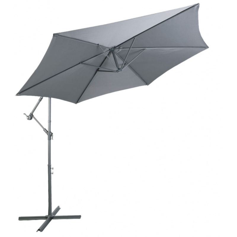 Linder Exclusiv Garten-Sonnenschirm, Ampelschirm MC2010  Ø 300 cm mit Kurbel zum Öffnen und Schließen,Sonnenschutz,Gartenschirm,UV Schutz - bis UPF 50+,für Garten,Terrasse, Dunkelgrau