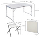 Linder Exclusiv Camping Set – Faltbarer Campingtisch mit 4 Hockern – höhenverstellbar –  kompakt & wetterfest - Aluminium – Koffertisch für 4 Personen - Weiss