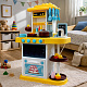 Aga4Kids Plastikküche mit Spülbecken und Wasserpumpe, Regal und Haken für Küchenutensilien, Sound- und Lichteffekte