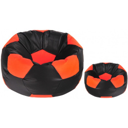 Aga Sitzsack Relaxationbag BALL XXXL Orange - Schwarz + Fußstütze - SEARCH