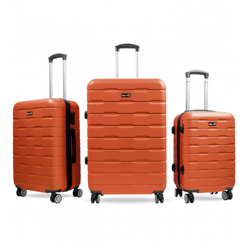 Aga Travel Kofferset Reisekofferset, Hartschalenkoffer, Doppelgriff mit Zahlenschloss, Koffer auf Rollen 3tgl Reisekoffer auf 4 Rollen MR4658 Braun