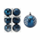 Aga Weihnachtskugeln 7cm 6 Stück Blau/Blätchen