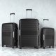 Aga Travel Kofferset 3-teilig MR4682 – Reisekoffer, Polypropylen, TSA-Schloss & 360° Rollen, leicht & robust, Handgepäck 33L/63L/93L, Schwarz