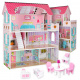 Aga MDF Holzpuppenhaus + Möbel 70cm rosa LED