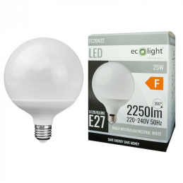 LED žárovka - E27 - 25W - G120 - neutrální bílá