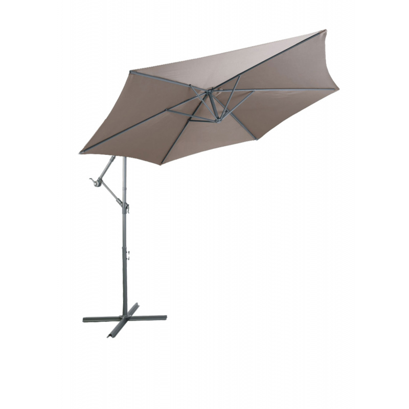 Linder Exclusiv Garten-Sonnenschirm,Ampelschirm MC2058  Ø  300 cm mit Kurbel zum Öffnen und Schließen,Sonnenschutz,Gartenschirm,UV Schutz - bis UPF 50+,für Garten,Terrasse,taupe