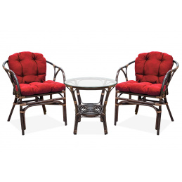 Aga Rattangarnitur SITA Dunkelbraun/Rot