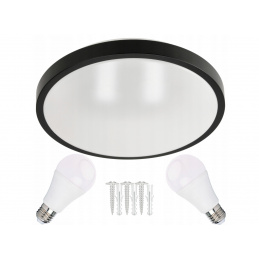 Kulaté černé přisazené stropní svítidlo N/T 2x E27 + 2x LED žárovka