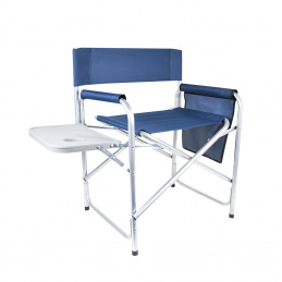 Aga Campingstuhl mit Tisch & Seitentasche Dunkelblau  – Faltbarer Regiestuhl mit Armlehnen, Aluminiumgestell, bis 100 kg, für Outdoor, Angeln & Garten