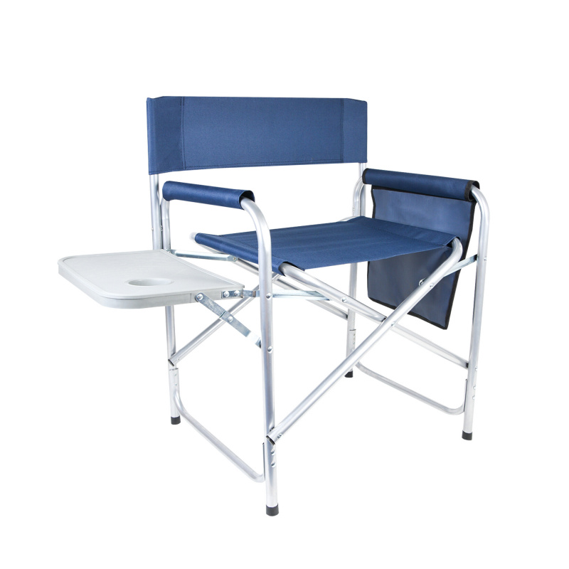 Aga Campingstuhl mit Tisch & Seitentasche Dunkelblau  – Faltbarer Regiestuhl mit Armlehnen, Aluminiumgestell, bis 100 kg, für Outdoor, Angeln & Garten