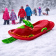 Aga Kinder Schlitten DS491 Rot, Hochwertige Kinderschlitten mit Lenkrad und Bremsen und einem Seil mit Griff, stabile und schöne Schlitten für Kinder
