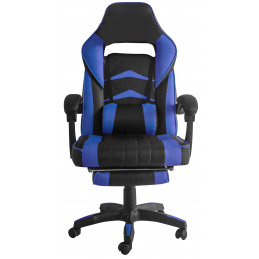 Aga Spielstuhl, Bürostuhl, Drehbarer Spielstuhl, Gamingstuhl, Racing Schreibtischstuhl,Chefsessel mit Fußstütze Schwarz - Blau