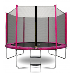 Aga SPORT TOP Trampolin,Kindertrampolin,Gartentrampolin mit Sicherheitsnetz  305 cm Rosa + Schutznetz + Leiter