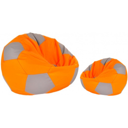 Aga Sitzsack Relaxationbag BALL XXXL Grau - Orange + Fußstütze