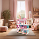 Aga MDF Holzpuppenhaus + Möbel 70cm rosa LED