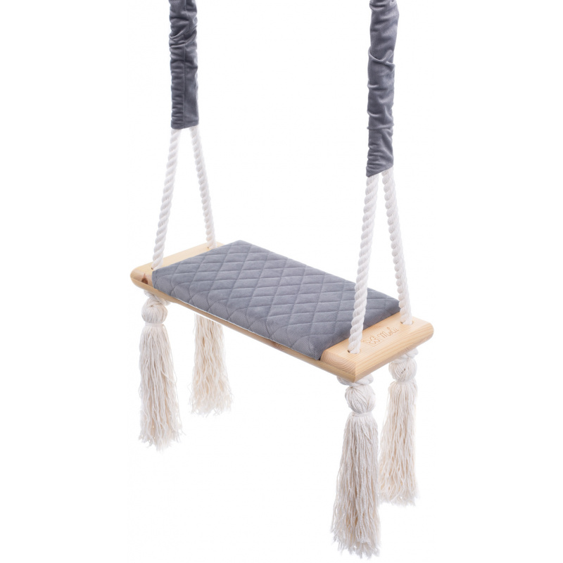 Aga4Kids Baby-Schaukel Molli HP01 Holz Stoff Babysitz Babyschaukel zum Aufhängen Indoor