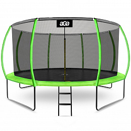 Aga SPORT EXCLUSIVE Trampolin 427 cm 14 ft Hellgrün, Kindertrampolin, Gartentrampolin mit Sicherheitsnetz + Sicherheitsnetz + Leiter