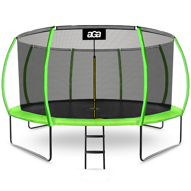 Aga SPORT EXCLUSIVE Trampolin 427 cm 14 ft Hellgrün, Kindertrampolin, Gartentrampolin mit Sicherheitsnetz + Sicherheitsnetz + Leiter