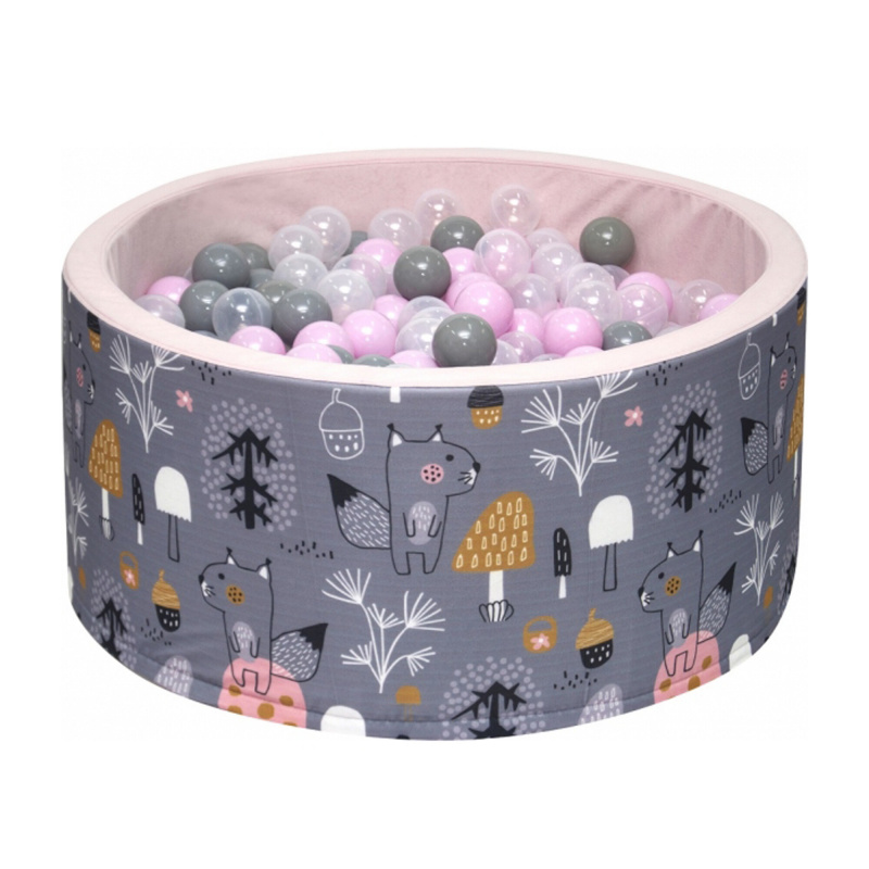 Aga Bällebad für Baby ab 1 Jahr, Rundes Weiches Schaumstoff Bällepool mit 200 Bälle, 90x40 cm Ballgrube Spielzeug für Kleinkinder, HX4200