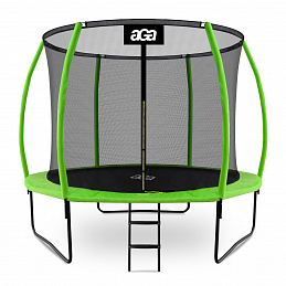Aga SPORT EXCLUSIVE Trampolin 305 cm 10 ft Hellgrün, Kindertrampolin, Gartentrampolin mit Sicherheitsnetz + Schutznetz + Leiter