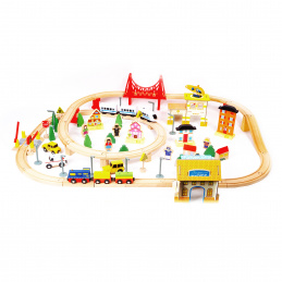 Aga4Kids Holzeisenbahn 108 Teile mit Batterie