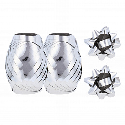 Aga 2x Geschenkband 0,5 cm x 20 m + 6x silbere Sterne