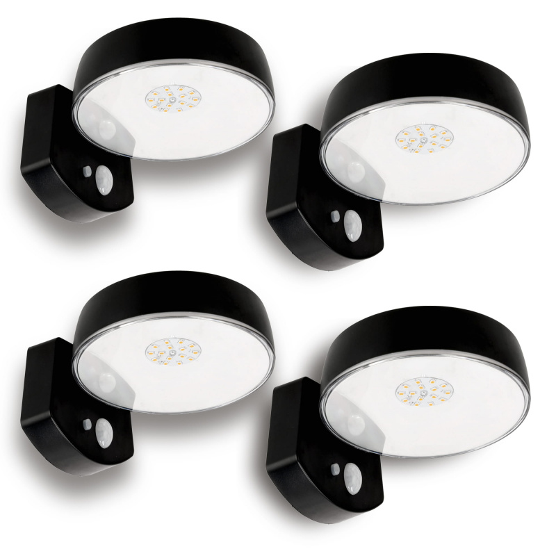 4x Solární fasádní LED svítidlo s pohybovým senzorem
