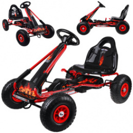 Duży gokart na pedały regulowane siedzisko pompowane koła SP0839 uniwersalny Duży gokart na pedały regulowane siedzisko pompowane koła SP0839 uniwersalny