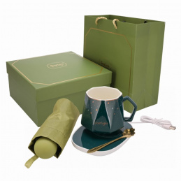 Zestaw prezentowy upominkowy - kubek, pogrzewacz do kubka, parasolka, łyżka Zestaw prezentowy upominkowy - kubek, pogrzewacz do kubka, parasolka, łyżka