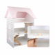 Aga4Kids Puppenhaus mit handgefertigten Holzmöbeln für Kinder, 3 Stockwerke mit Treppe
