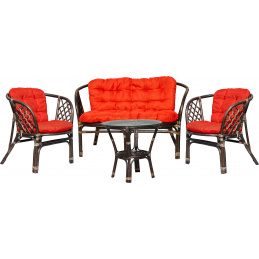 Aga Rattan-Garnitur BAHAMA Choco Red