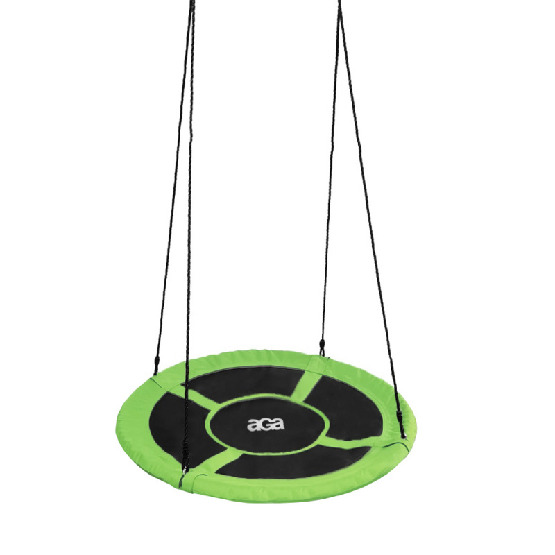 Aga Nestschaukel 90 cm, Rundschaukel, Schaukel verstellbar Garten-Schaukel 150 Kg belastbar, Kinderschaukel Tellerschaukel Hängeschaukel, Grün