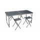 Aga Campingtisch Set, klappbar, 4 Stühle, Klapptisch Camping, höhenverstellbar 120 x 60 x 54/60/70 cm Grau
