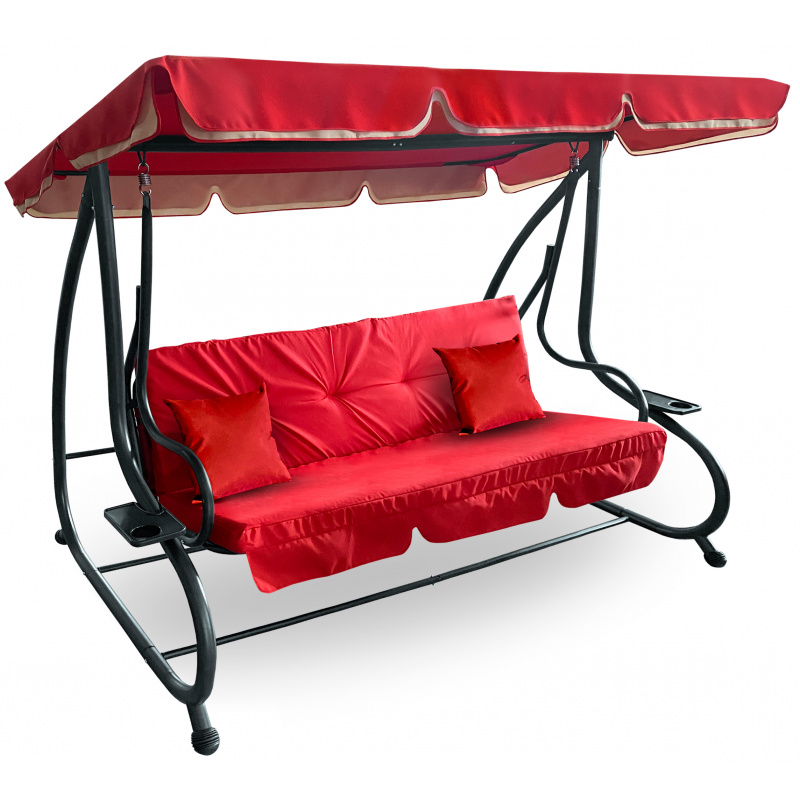 Aga Gartenschaukel 2in1 GRANDLUX  Gartenschaukel 3-Sitzer Gartenliege,Schaukel,Gartenbank bis 250 Kg,Burgund