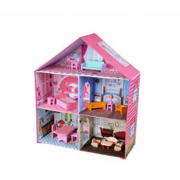 Aga4Kids Puppenhaus 3 Spielebenen LISA Puppenstube Spielhaus