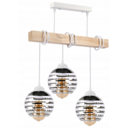 LED závěsné stropní svítidlo, dřevěný trám, 3xE27 loft - bílá