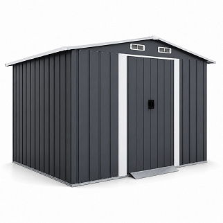 Aga Gartenhaus MR4051 - 4,1 m2 - 236x206x174 cm - für Werkzeuge - verzinkter Stahl - Garten-Lagerschuppen - Dunkelgrau - Große Doppelschiebetüren