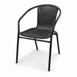 Linder Exclusiv Poly Rattan Gartenstuhl Terrasse Stuhl Dunkelgrau/Schwarz