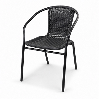 Linder Exclusiv Poly Rattan Gartenstuhl Terrasse Stuhl Dunkelgrau/Schwarz