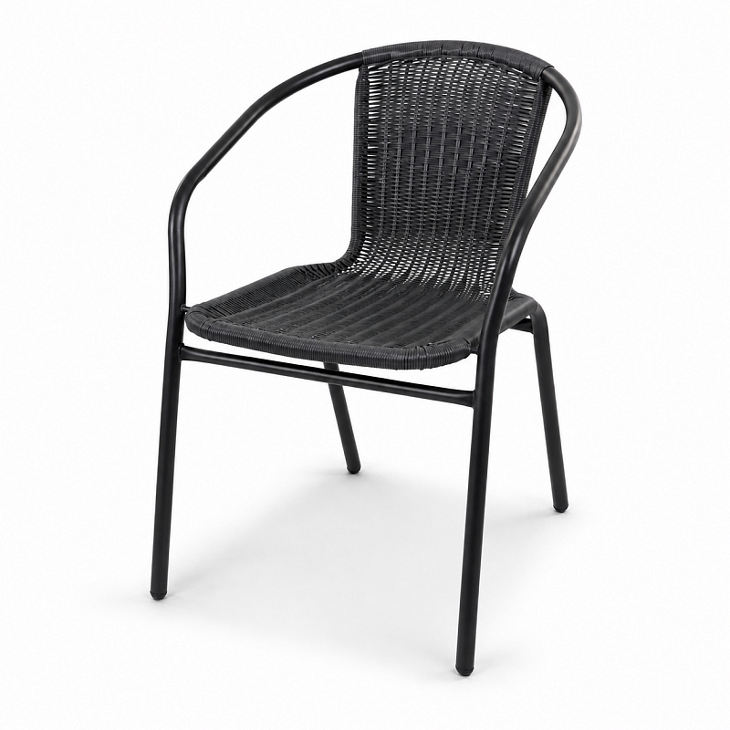 Linder Exclusiv Poly Rattan Gartenstuhl Terrasse Stuhl Dunkelgrau/Schwarz
