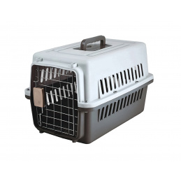Aga Transportbox für Haustiere Tiertransportbox Haustiere Katzen Hunde Kaninchen aus Kunststoff 59x36x35 cm Grau / Schwarz